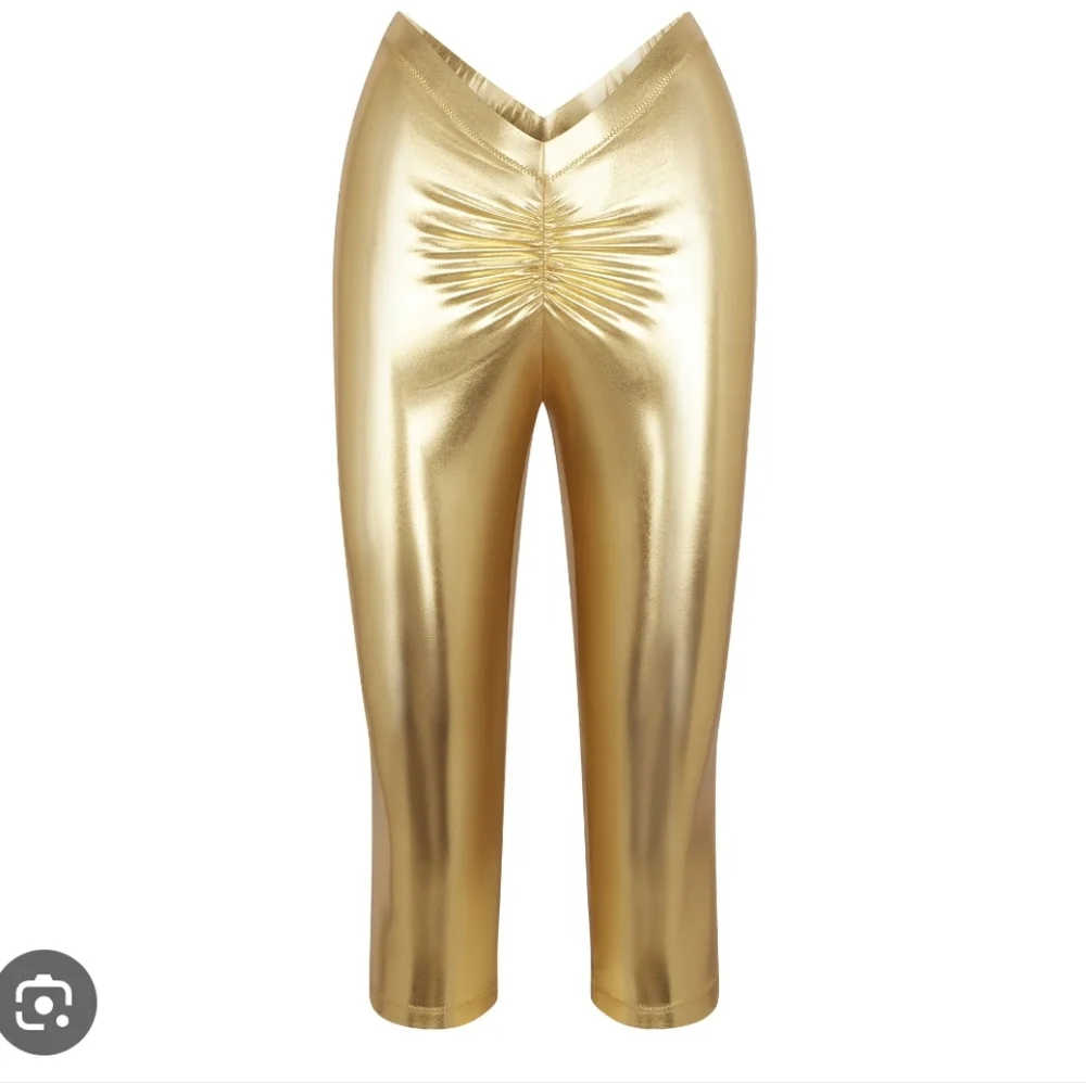 SKIMS Metallic Swim Gold Pant Rouched V Waist 2X